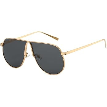 Oversized Aviator Sunglasses for Women Men 70s Gold Metal Frame Square Aviator Sun Glasses Big Sh... | Amazon (US)