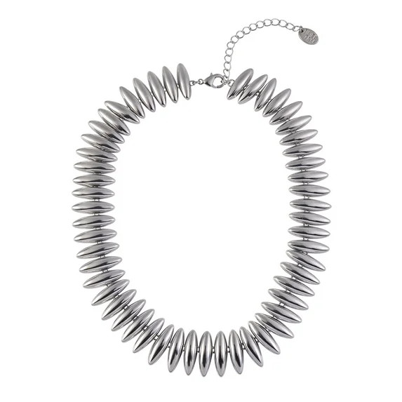 Time and Tru Women's Oval Shaped Points Silvertone Necklace | Walmart (US)
