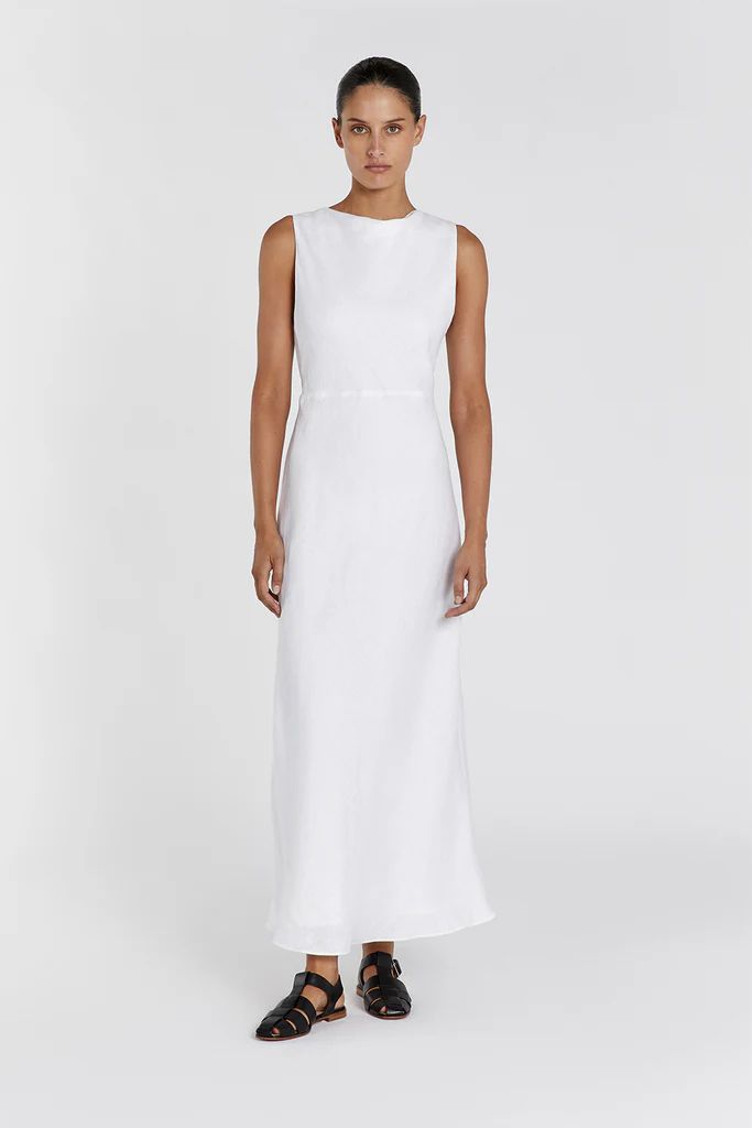 HARMONY WHITE LINEN MAXI DRESS | DISSH