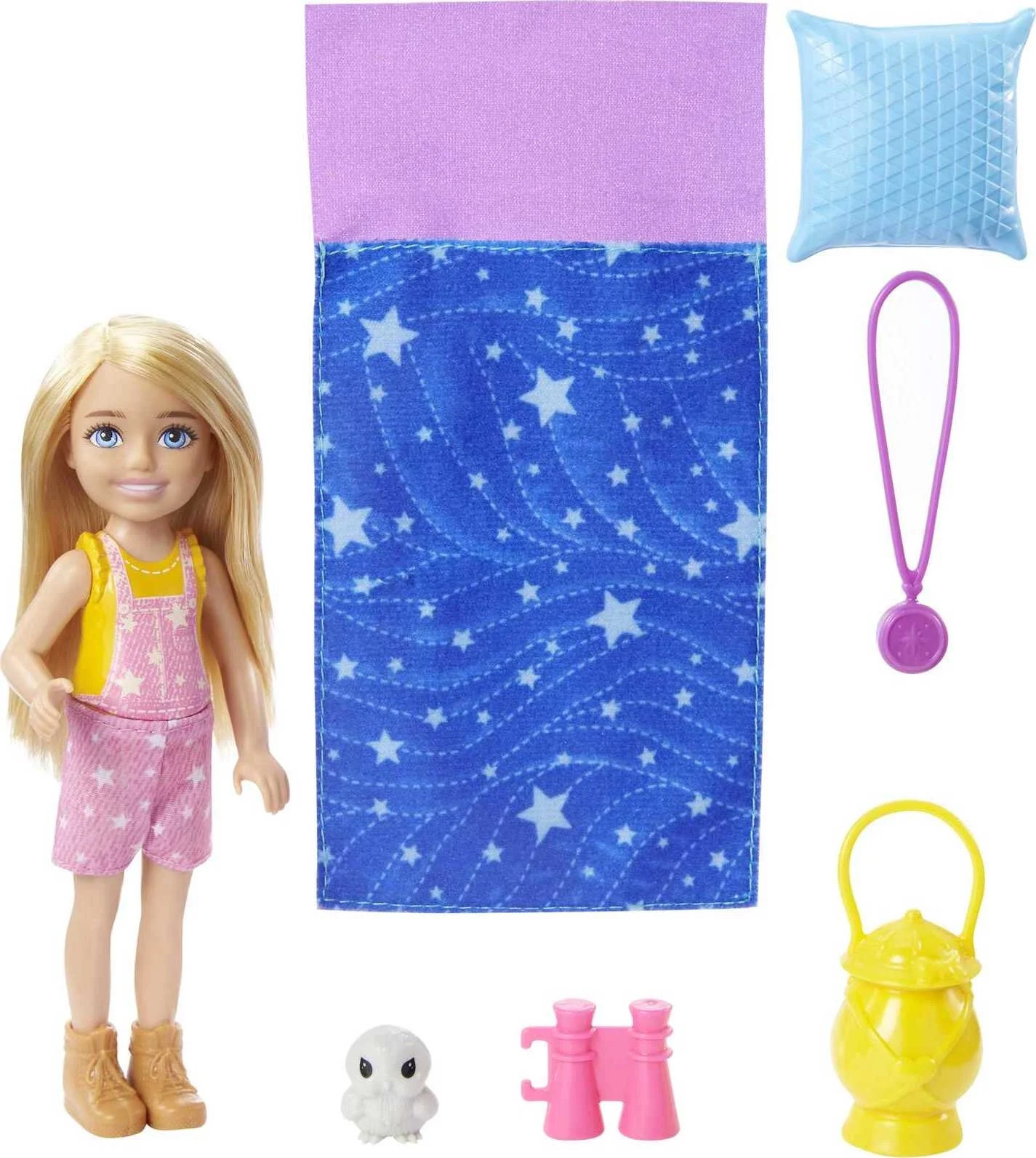 Barbie It Takes Two Chelsea Doll Set with Owl, Sleeping Bag & Camping Acccessories, Blonde Small ... | Walmart (US)