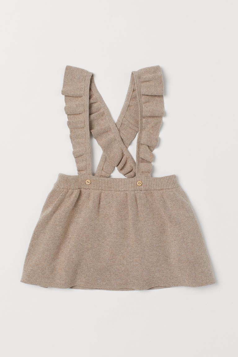 Fine-knit Skirt with Straps - Light beige melange - Kids | H&M US | H&M (US + CA)