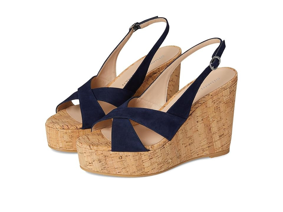 Stuart Weitzman Dayna Slingback Wedge Women's Wedge Shoes Nice Blue: 11 M | Zappos.com