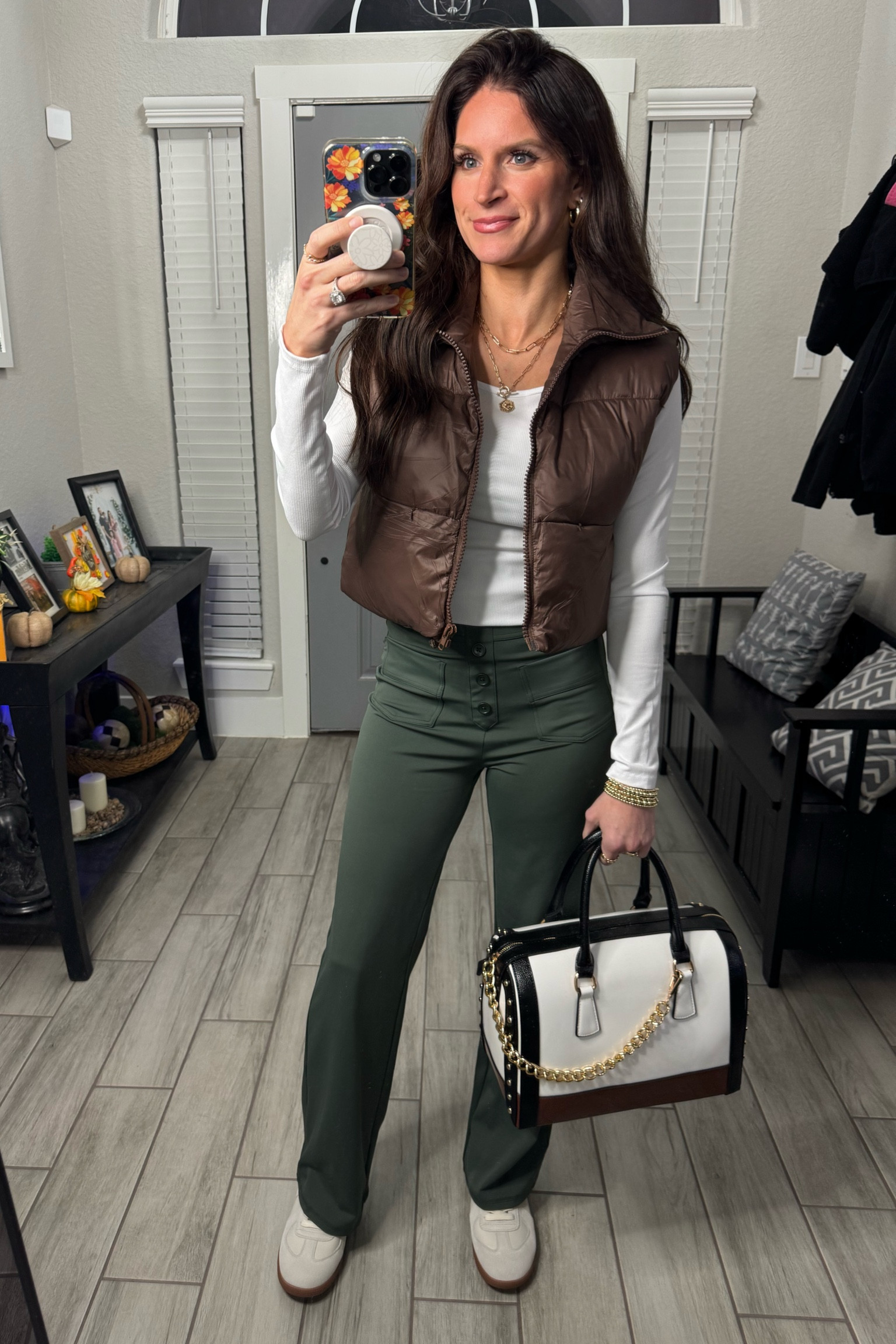 Such a cute & comfy pair of pants to wear casually or dress them up for work! Paired one of my favorite handbags with the look to elevate it! Wearing a small in everything, sneakers run TTS.

#LTKStyleTip #LTKWorkwear #LTKItBag