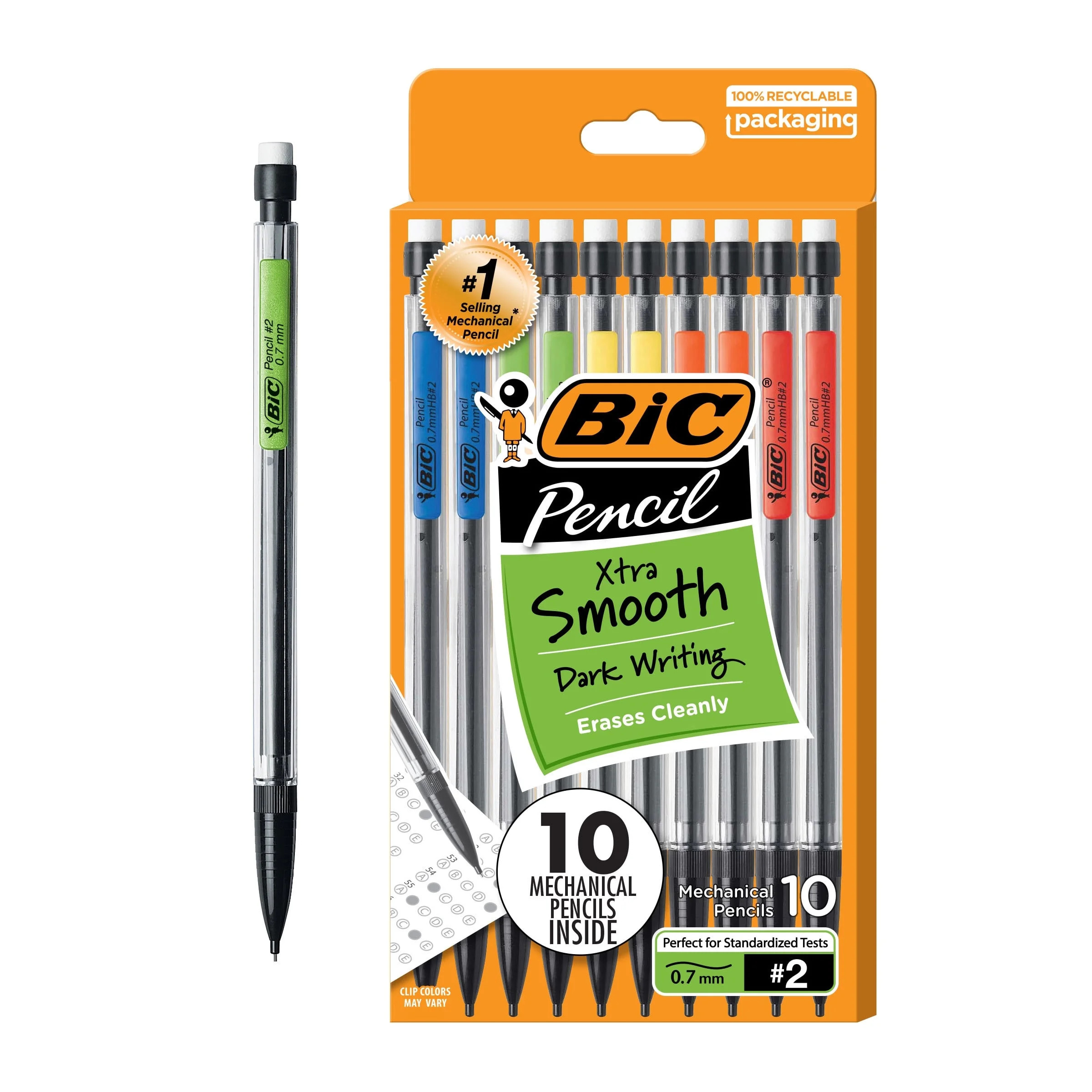 BIC Xtra-Smooth Mechanical Pencils, 0.7mm Point, 10-Count Pack, Mechanical Pencils for School | Walmart (US)