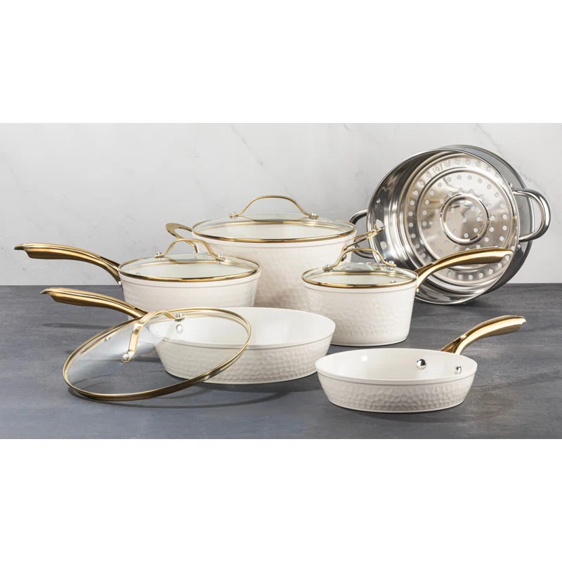 Gotham Steel 10 Piece Hammered Nonstick Ceramic Cookware Set | Wayfair North America