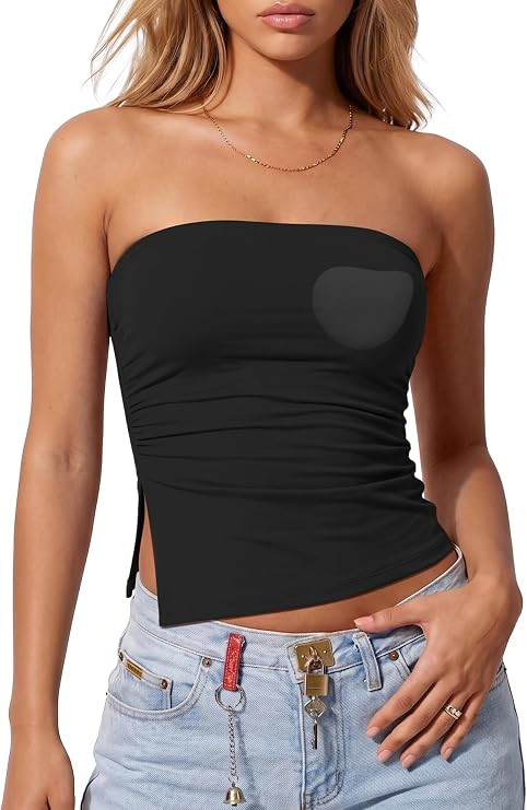 Darong Women's Strapless Built in Bra Tube Tanks | Tube top, Double lined, Non-Slip,Bandeau, Back... | Amazon (US)