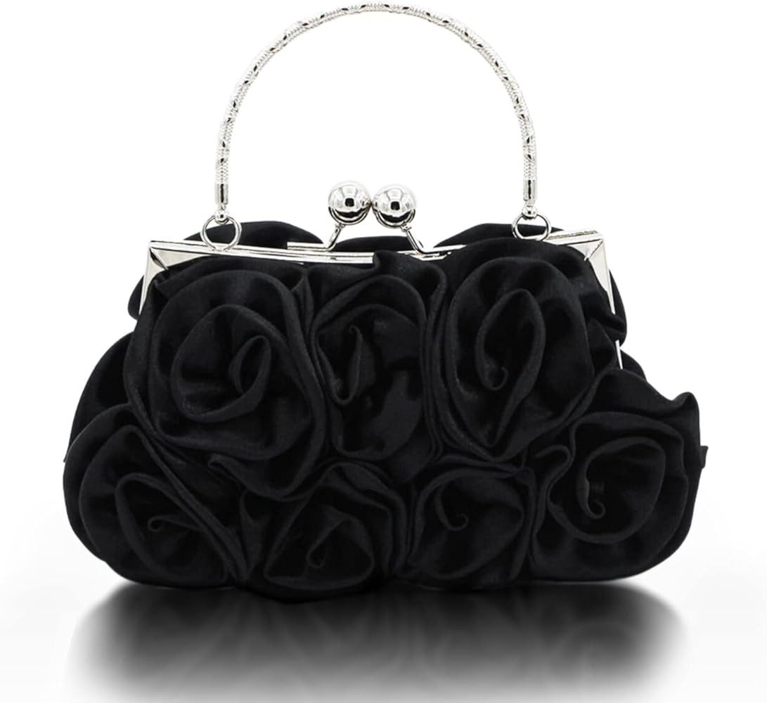Women Evening Clutch Bag Floral Satin Small Purses with Detachable Strap for Wedding, Party, Prom | Amazon (US)