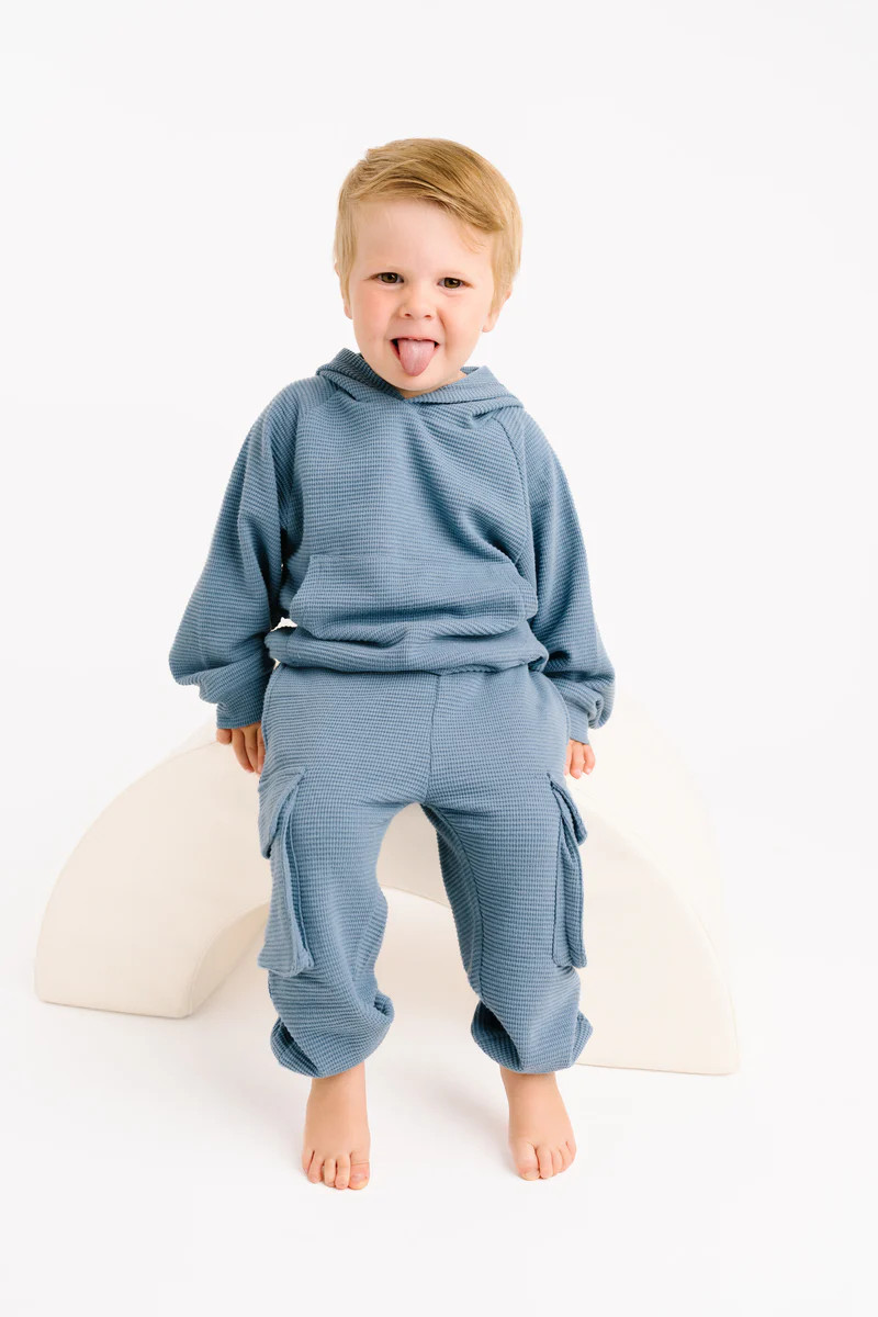 Dusty Blue Waffle Cargo Set | Little One Shop Co
