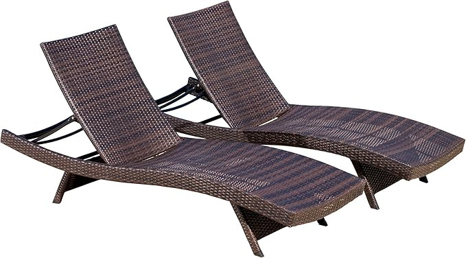 Christopher Knight Home Salem Outdoor Wicker Adjustable Chaise Lounge Chair, 2-Pcs Set, Multibrow... | Amazon (US)