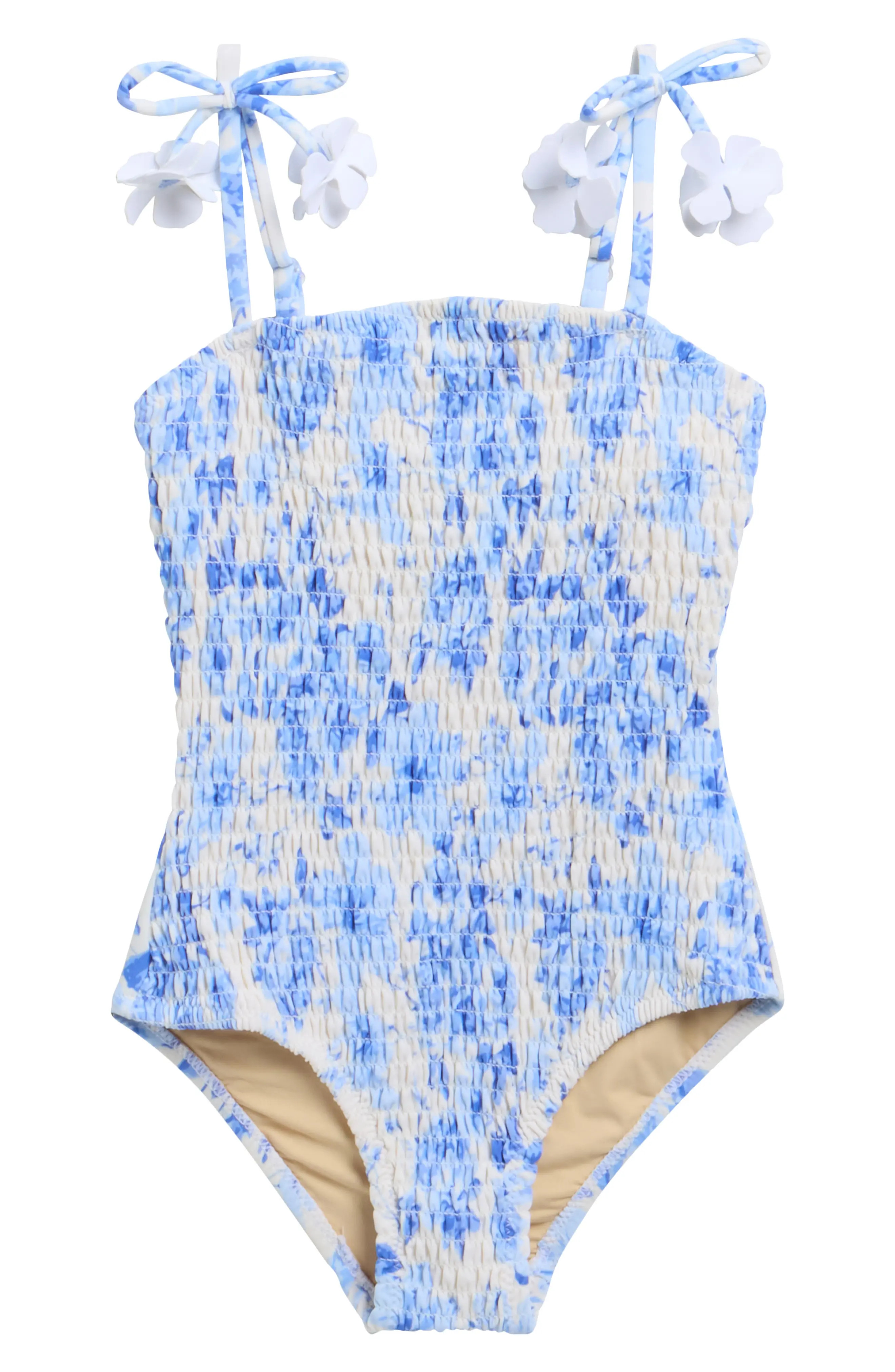 Kids' Hibiscus Rose Smocked One-Piece UPF 50+ Swimsuit (Women) | Nordstromrack | Nordstrom Rack