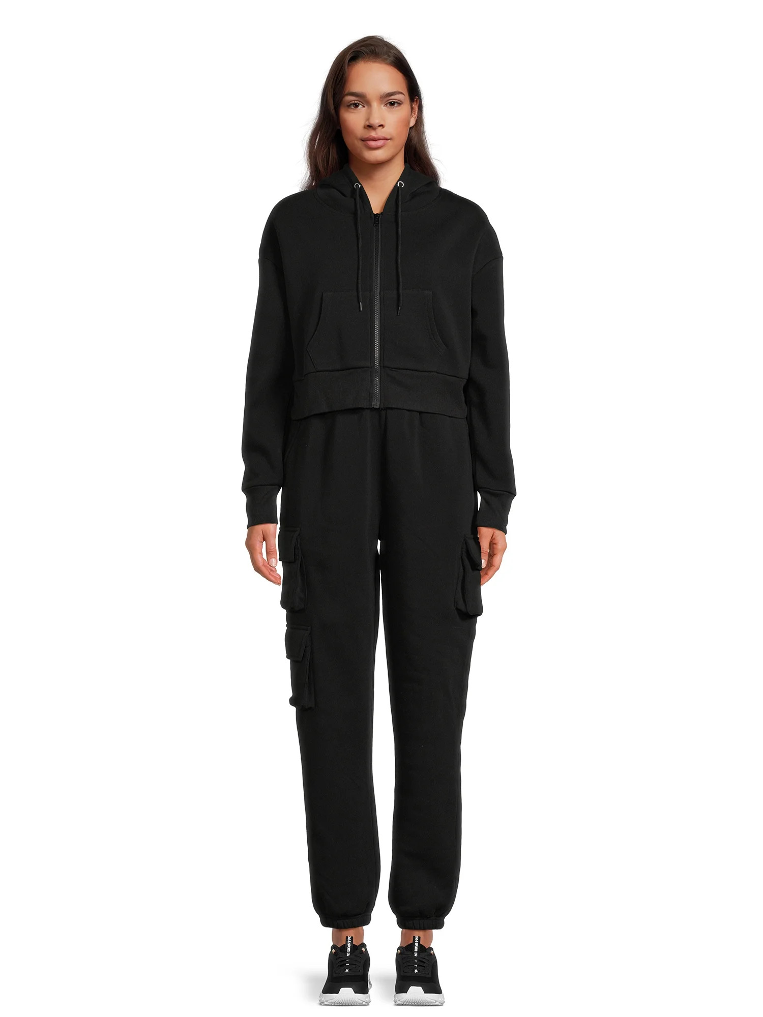 Liv & Lottie Juniors' Cropped Hoodie and Cargo Jogger Pants Set, 2-Piece | Walmart (US)