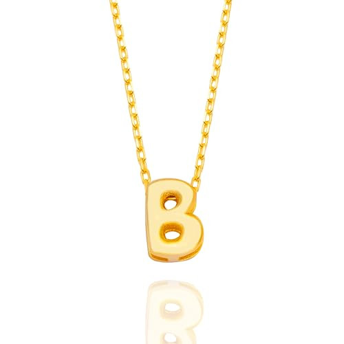 Bubble Letter Necklace Gold | Non Tarnish Thin 14K Initial Necklaces for Women Dainty Pendant - P... | Amazon (US)