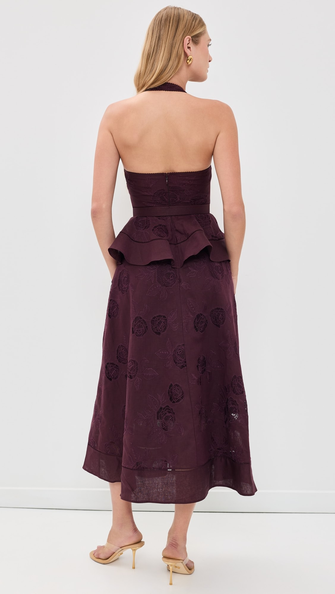 Plum Linen Peplum Midi Dress | Shopbop