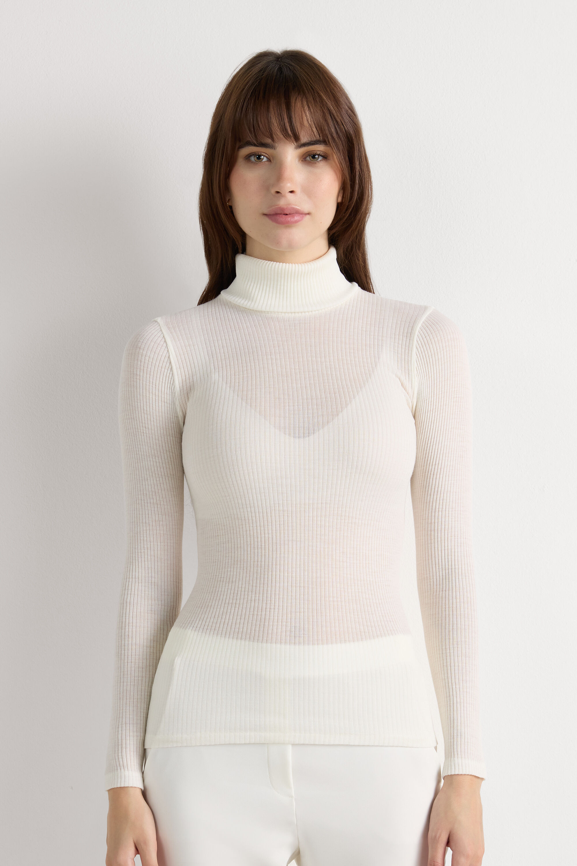Long-sleeve High-Neck Tubular Top in Wool and Silk - Intimissimi | Intimissimi (US)