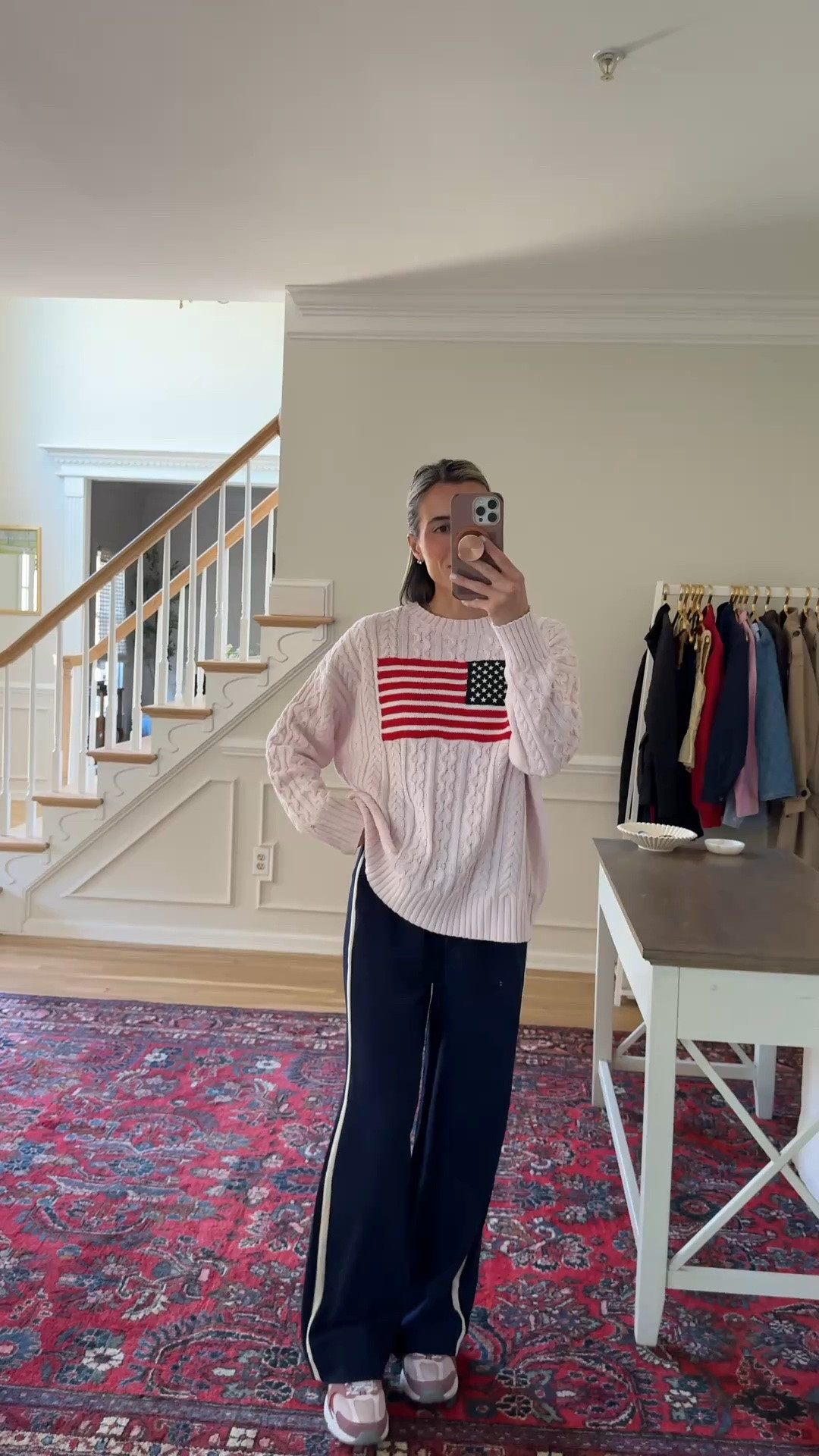 Flag sweater size medium 
Pants XS

#LTKootd #LTKgrwm