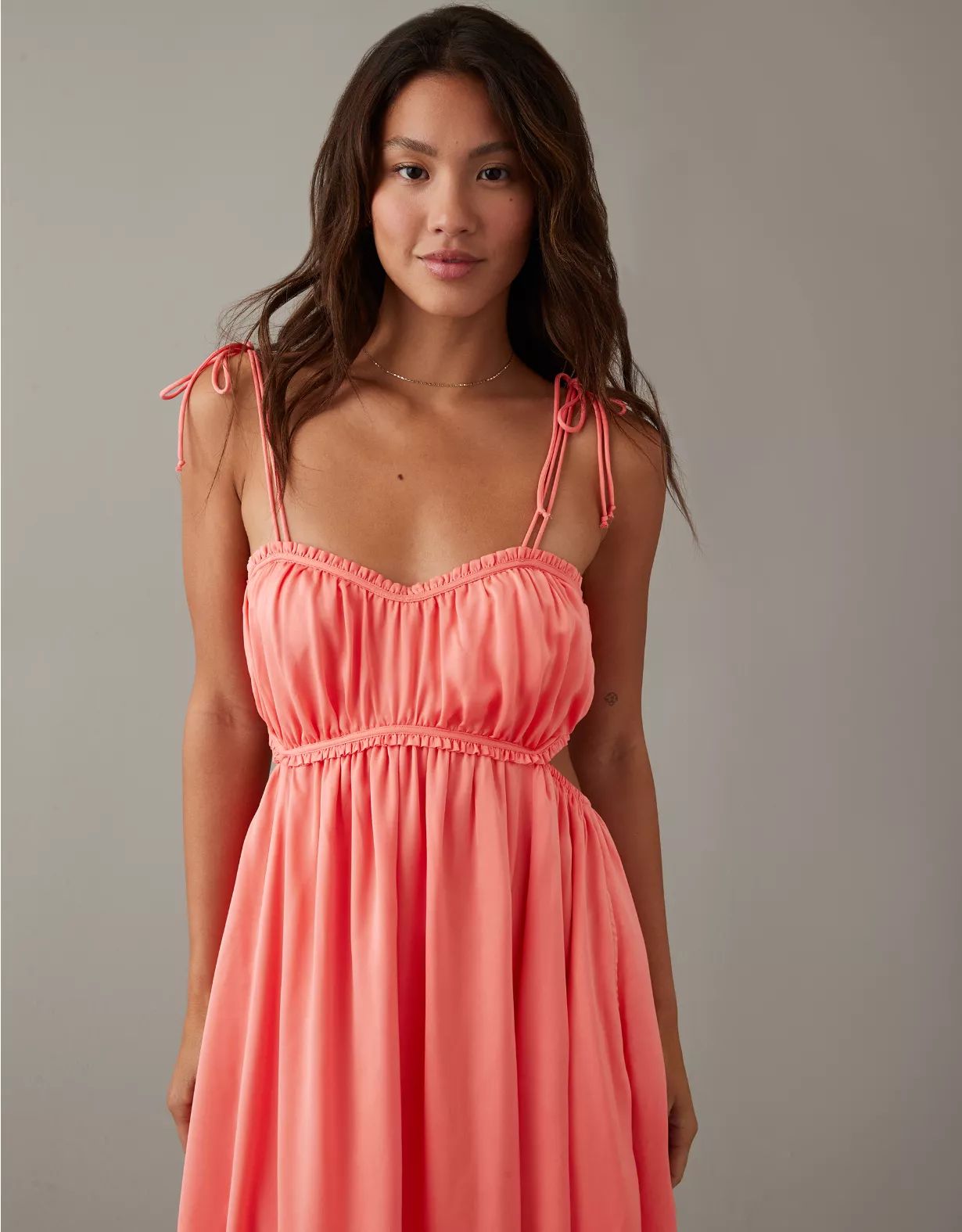 AE Silky Ruched Midi Dress | American Eagle Outfitters (US & CA)