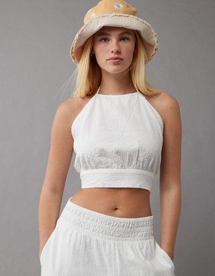 AE Cropped Tie-Back Halter Top | American Eagle Outfitters (US & CA)