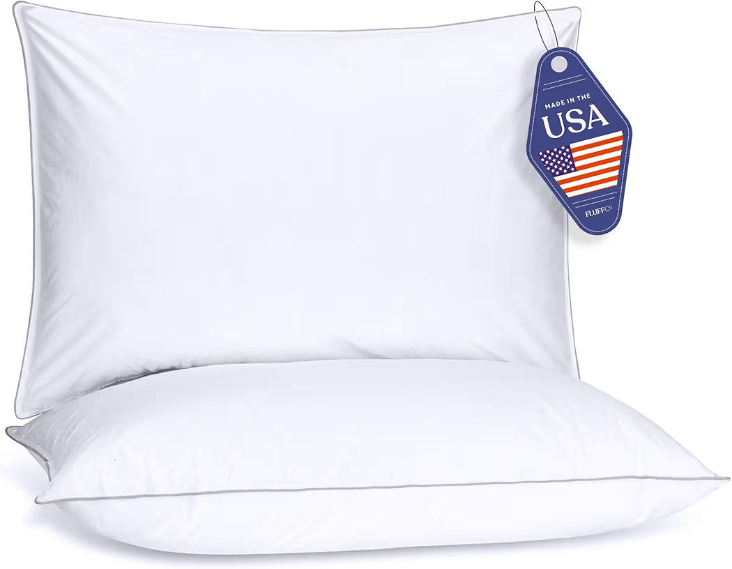 FluffCo Down Alternative Pillows King Size Set of 2 - King Bed Pillows for Sleeping - Made in USA... | Amazon (US)
