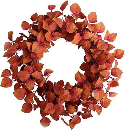 Artificial Fall Leaves Wreath 20inch Autumn Leaf Decorative Wreath for Festival Celebration Front... | Amazon (US)