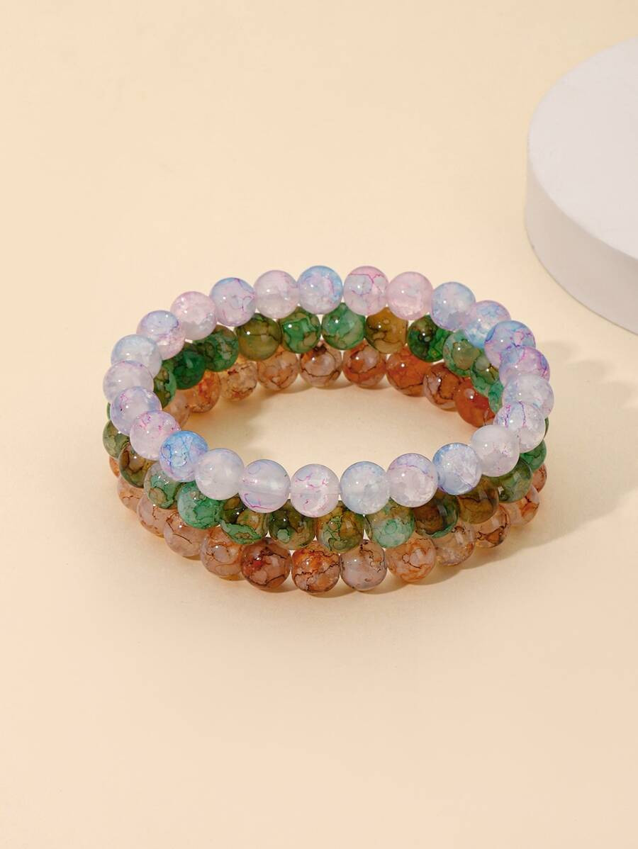 3pcs Minimalist Beaded Bracelet | SHEIN