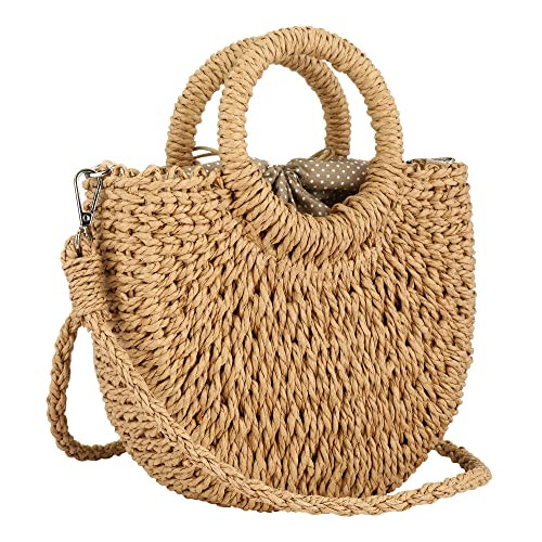 Rattan Handmade Straw Tote Handbag Beach Shoulder Bag Summer Beach Rattan Bag Straw Bag | Amazon (US)