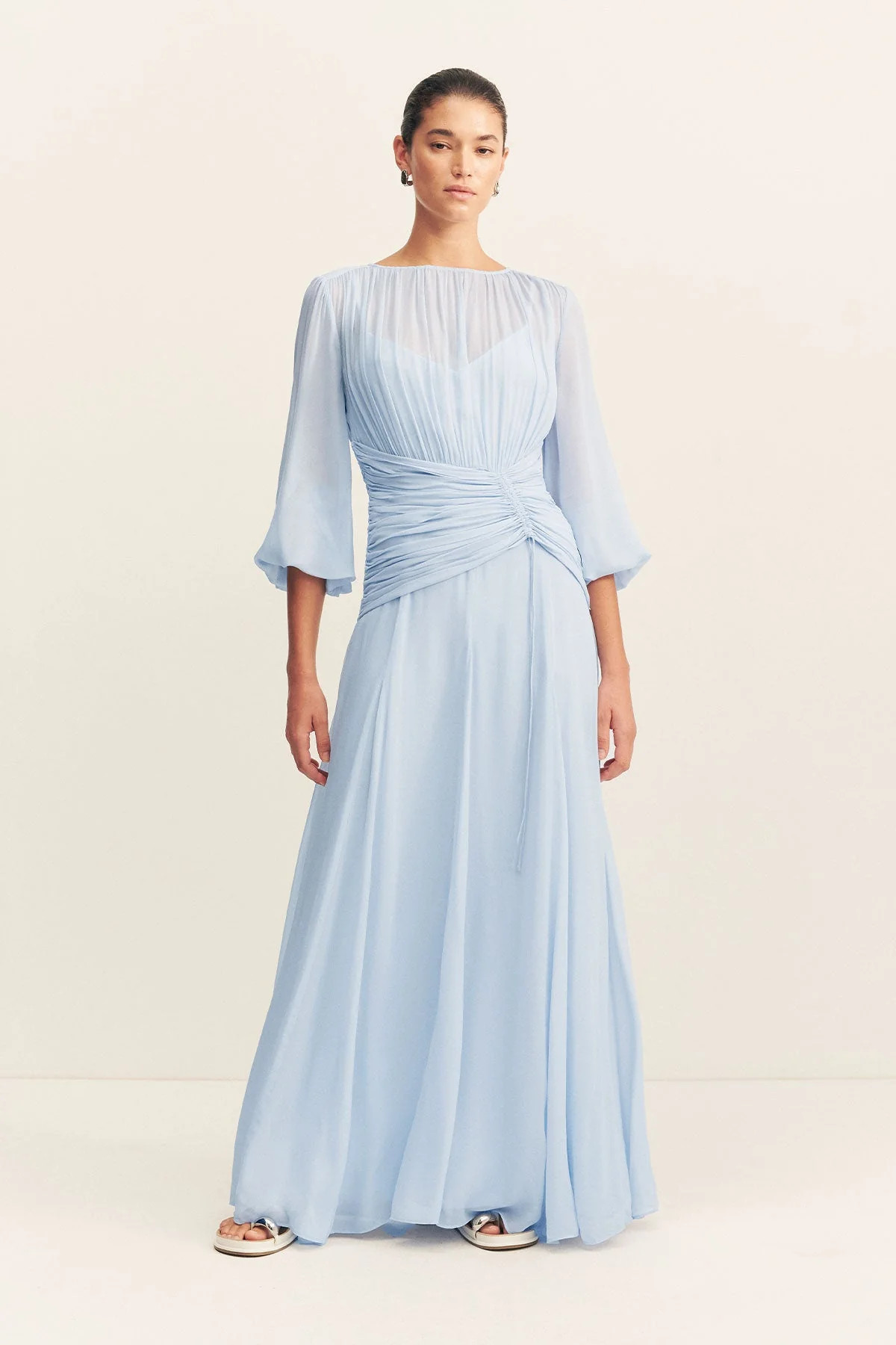 Emory High Neck Balloon Sleeve Maxi Dress | Arcadian Blue | Dresses | Shona Joy | Shona Joy