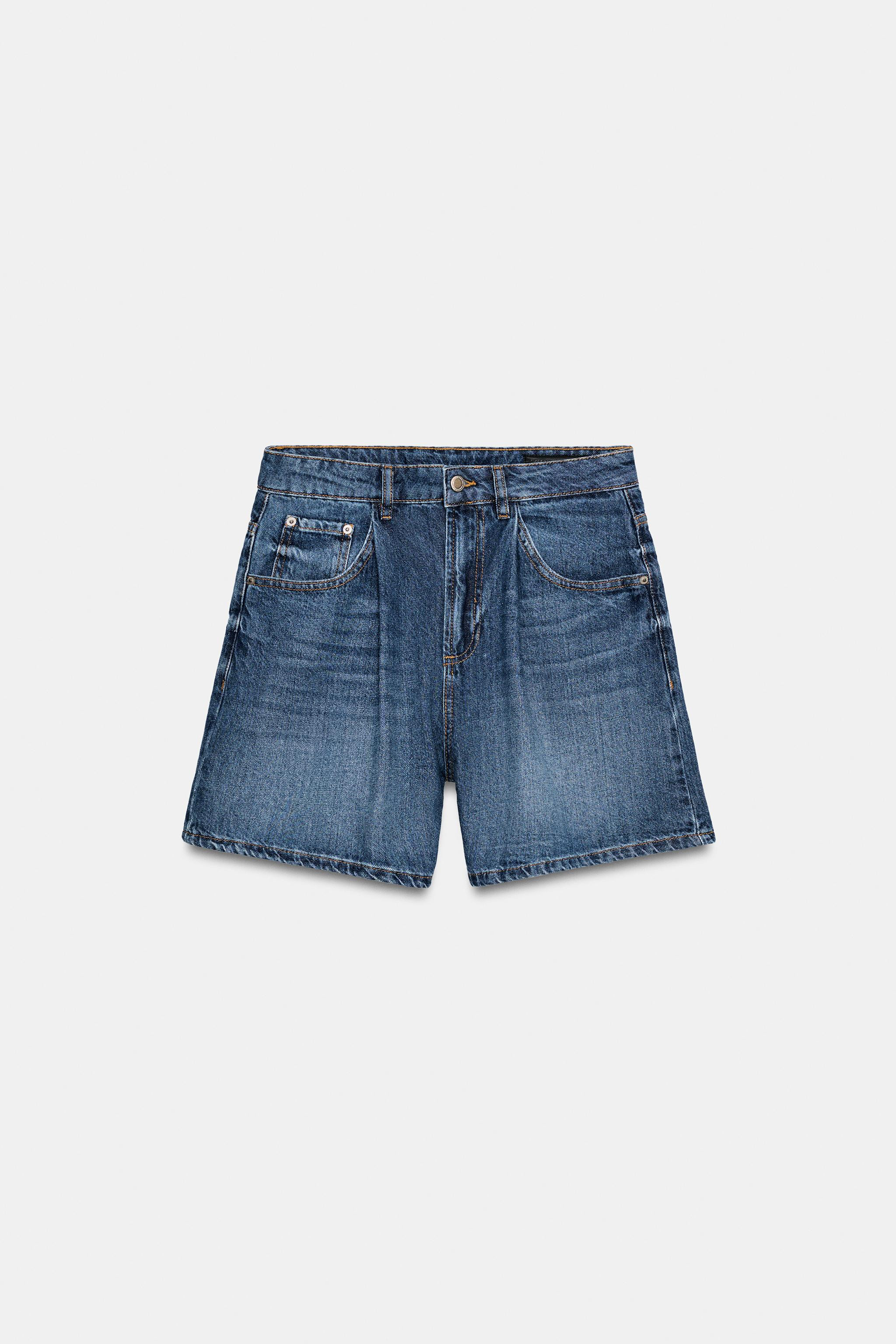 ZW COLLECTION HIGH-WAIST DENIM SHORTS | Zara US