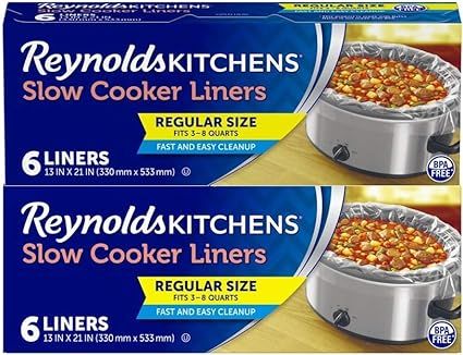 Reynolds Kitchens Slow Cooker Liners, Regular (Fits 3-8 Quarts), 6 Count (Pack of 2), 12 Total | Amazon (US)