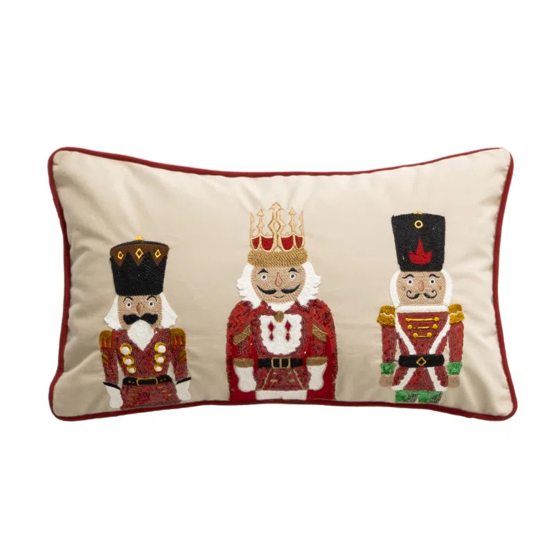 Fennco Styles White Embroidered Sequin Nutcracker Velvet Throw Pillow Cover 12" W X 20" L | Wayfa... | Wayfair North America