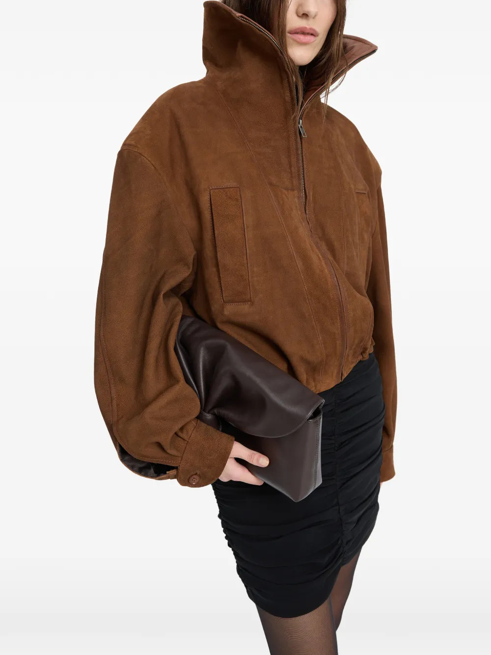 ROTATE BIRGER CHRISTENSEN suede jacket - Brown | Farfetch Global