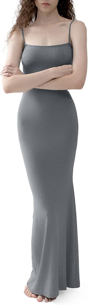 PUMIEY Women's Slip Maxi Dress Sexy Ribbed Bodycon Dresses Long Dress | Amazon (US)