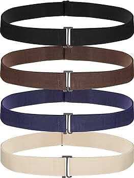 SATINIOR 4 Pack Women No Show Invisible Belt Elastic Stretch Waist Belt with Flat Buckle | Amazon (US)