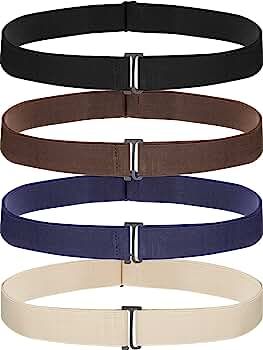 SATINIOR 4 Pack Women No Show Invisible Belt Elastic Stretch Waist Belt with Flat Buckle | Amazon (US)