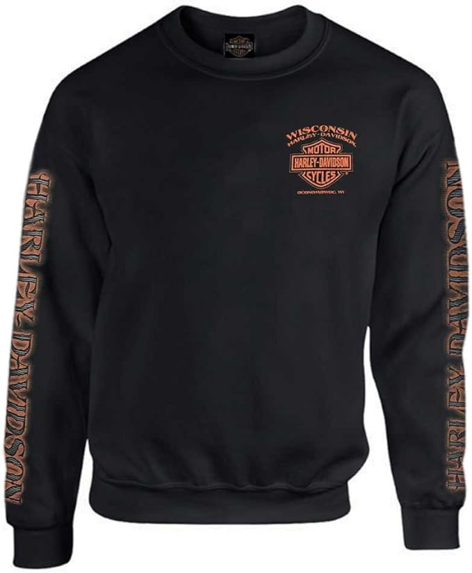 Harley-Davidson Men's Eagle Piston Fleece Pullover Sweatshirt, Black 30299948 | Amazon (US)