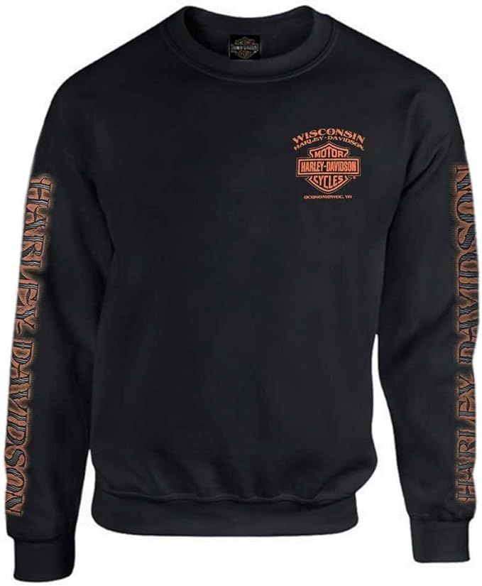 Harley-Davidson Men's Eagle Piston Fleece Pullover Sweatshirt, Black 30299948 | Amazon (US)