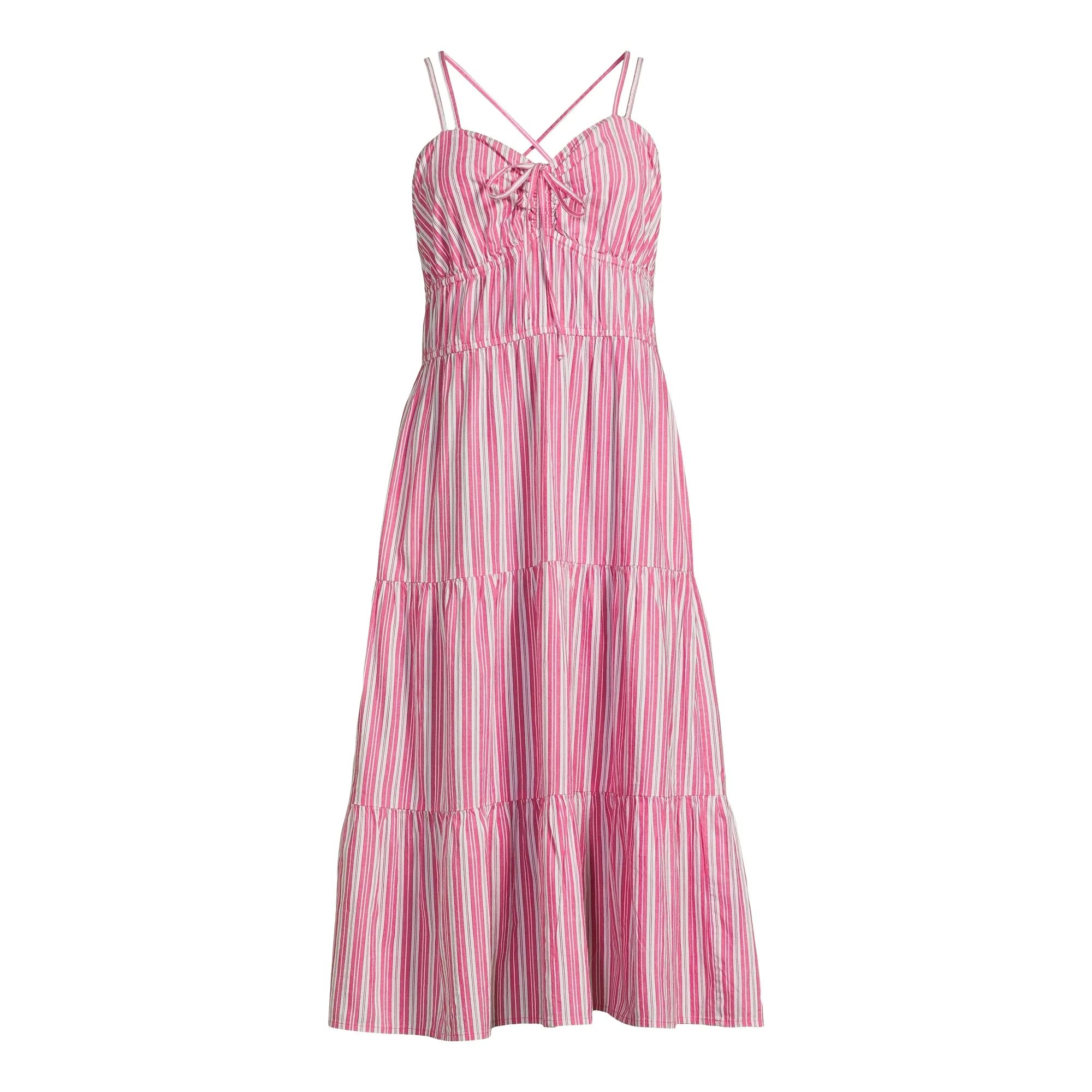 Time and Tru Women's Cross Back Dress with Tiered Skirt, Sizes XS-XXXL - Walmart.com | Walmart (US)
