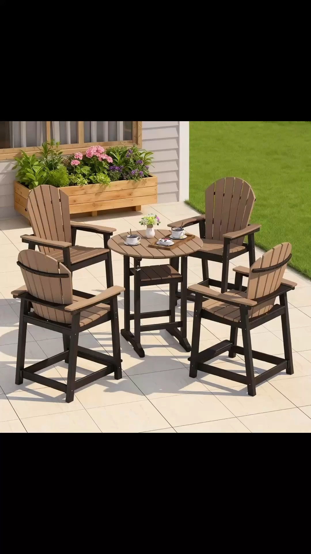 4-Person Outdoor HDPE Bar Height Dining Set with 35" Round Table, All-Weather Poly Wood Patio Bistro Furniture for Poolside & Deck

#LTKHome #LTKU #LTKOver40 #LTKSwim #LTKBump #LTKSaleAlert