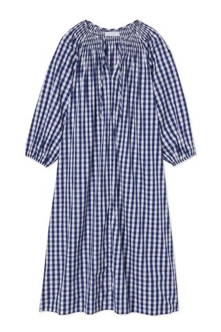 Hammock Midi Dress in Navy Gingham | LAKE Pajamas