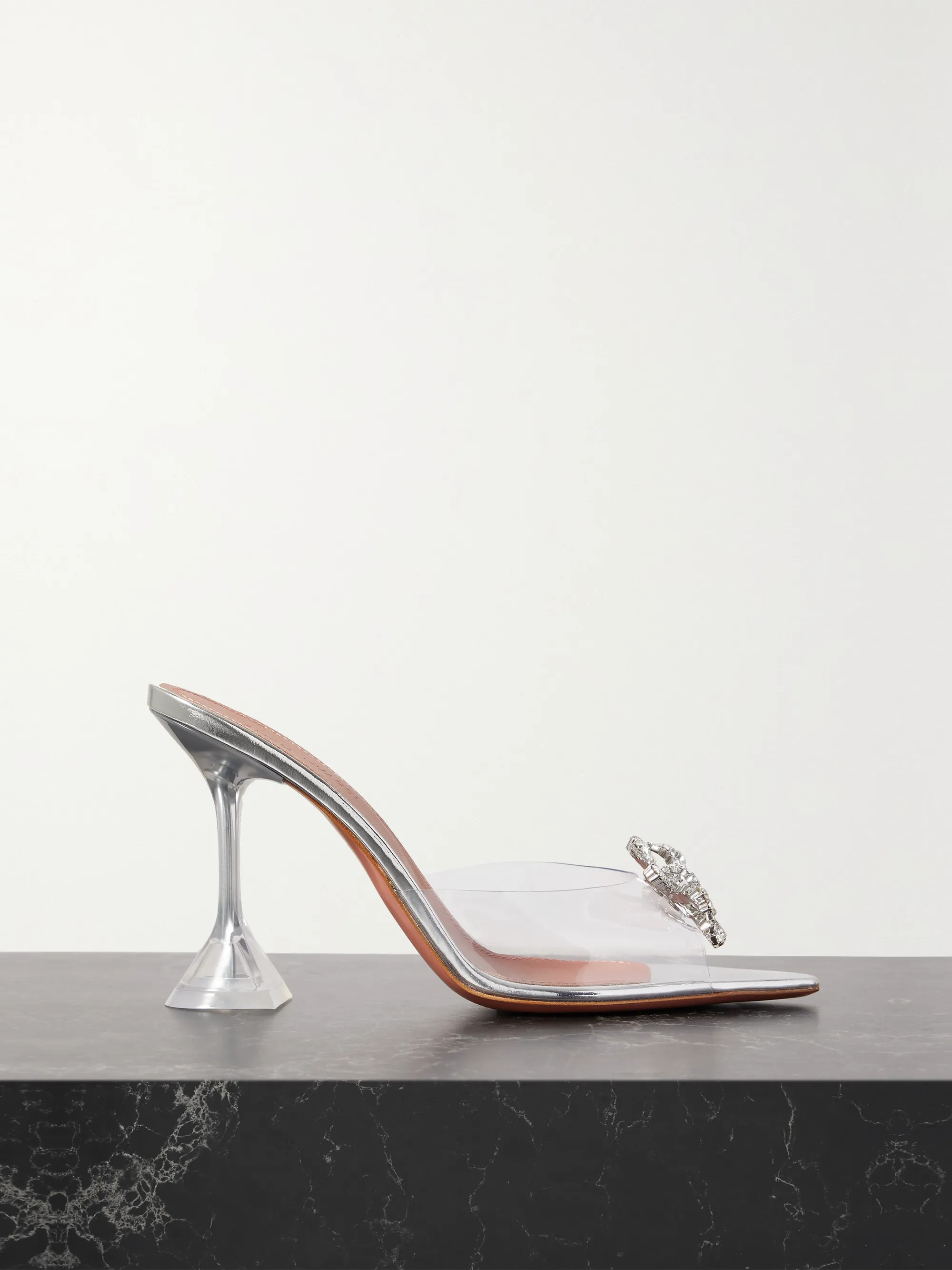 White Rosie crystal-embellished PVC mules | AMINA MUADDI | NET-A-PORTER | NET-A-PORTER (US)
