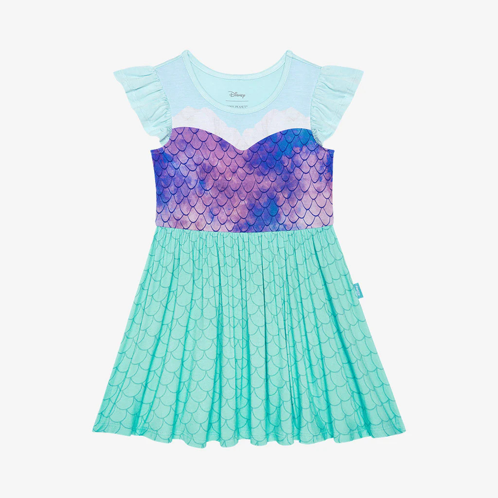 Ariel Blue Ruffled Cap Sleeve Girl Twirl Dress | Posh Peanut | Disney's The Little Mermaid | Posh Peanut