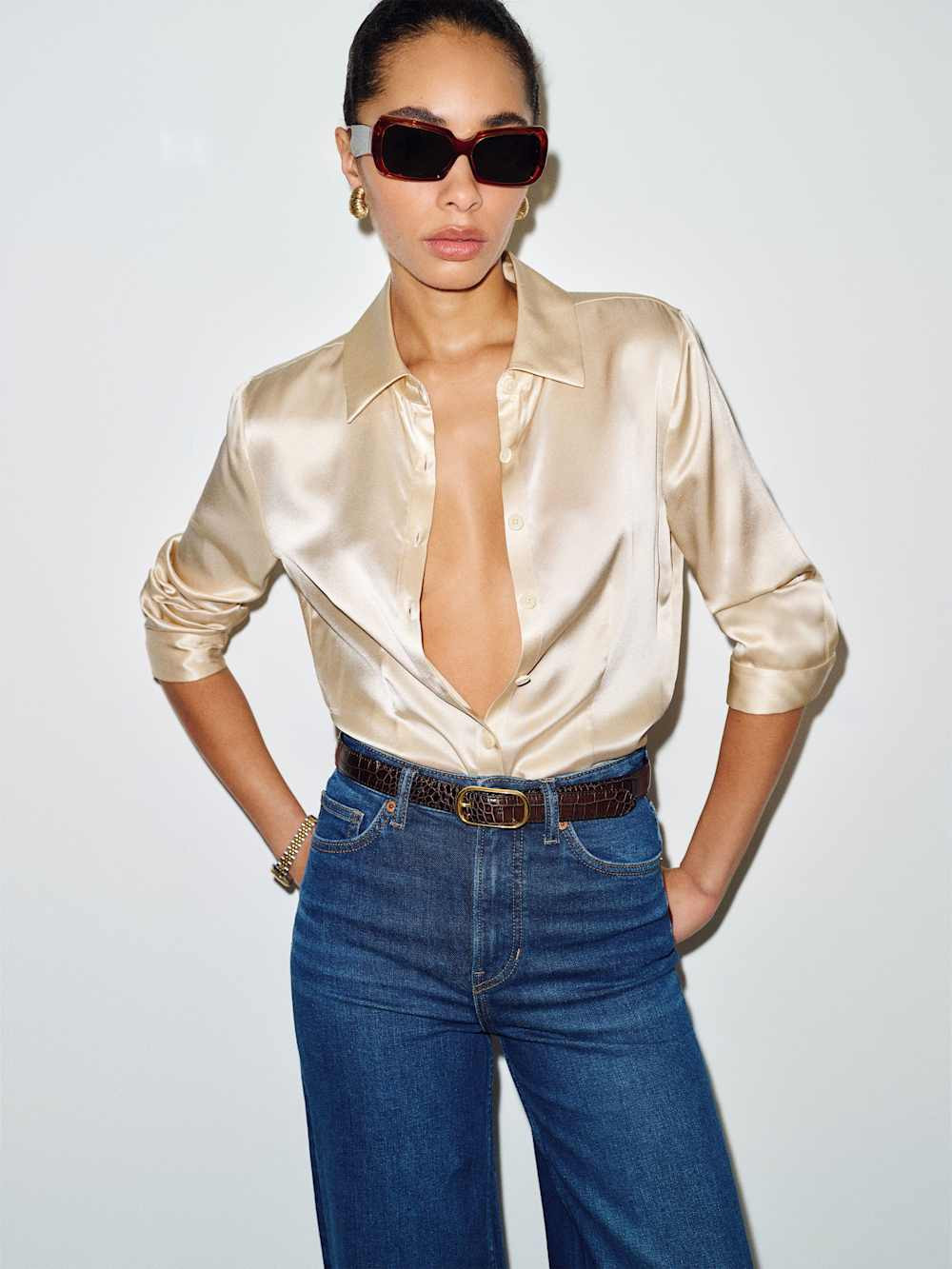 Raya Fitted Silk Shirt | Reformation (Global)