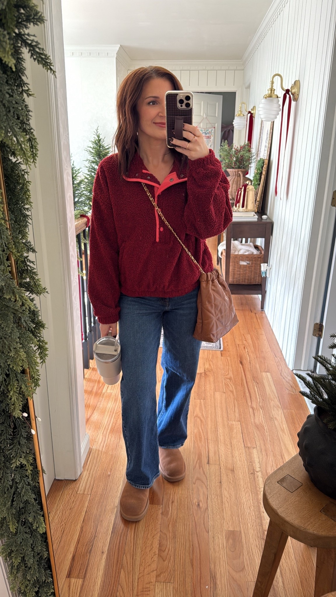 Sherpa sweatshirt 50% off today size small
Jeans size 4 short
Shoes true to size!

#LTKGiftGuide #LTKPetite #LTKootd