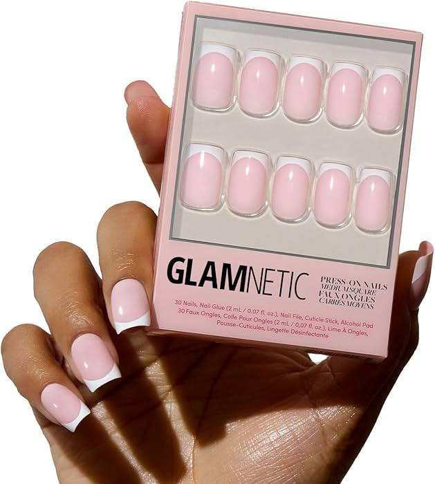 Glamnetic Press On Nails - Classy French | Medium Square Fake Nails, Trendy Micro French Tip, Reu... | Amazon (US)