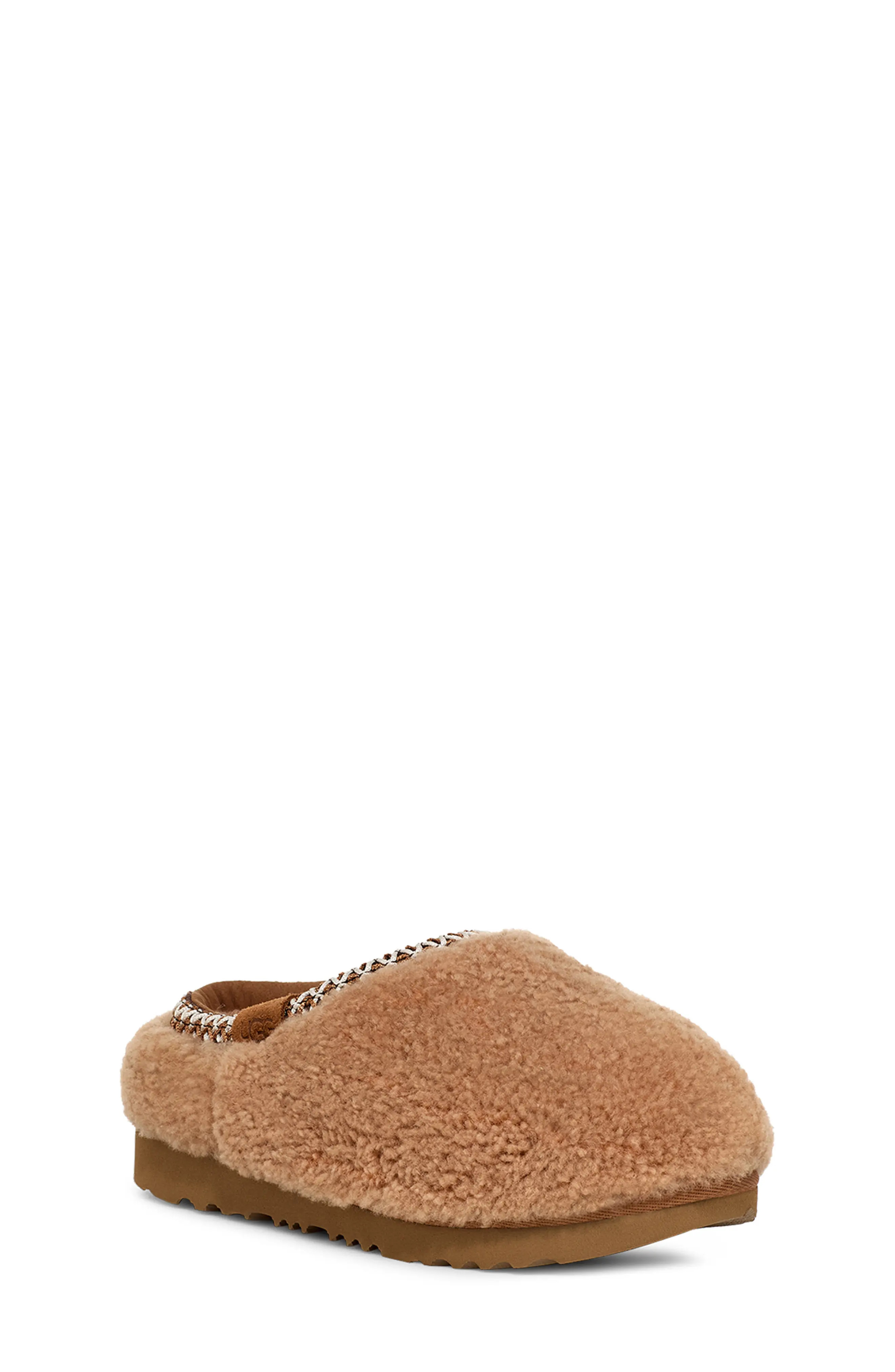 UGG® Kids' Tasman Maxi Curly Genuine Shearling Slipper in Chestnut at Nordstrom Rack, Size 5 M | Nordstrom Rack