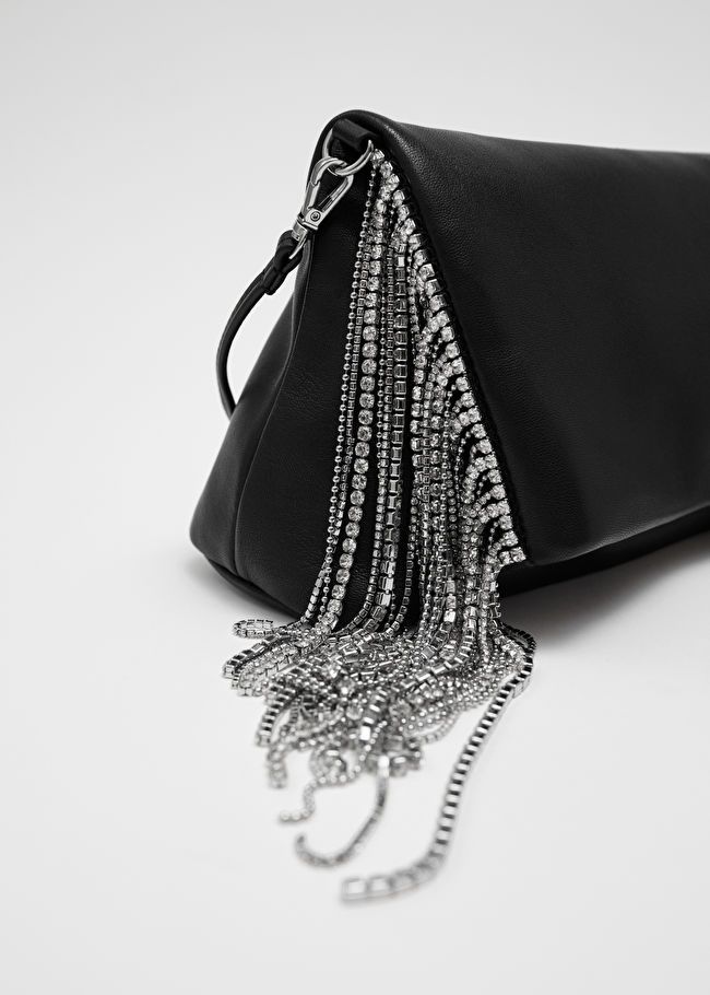 Rhinestone Fringed Leather Clutch | & Other Stories US