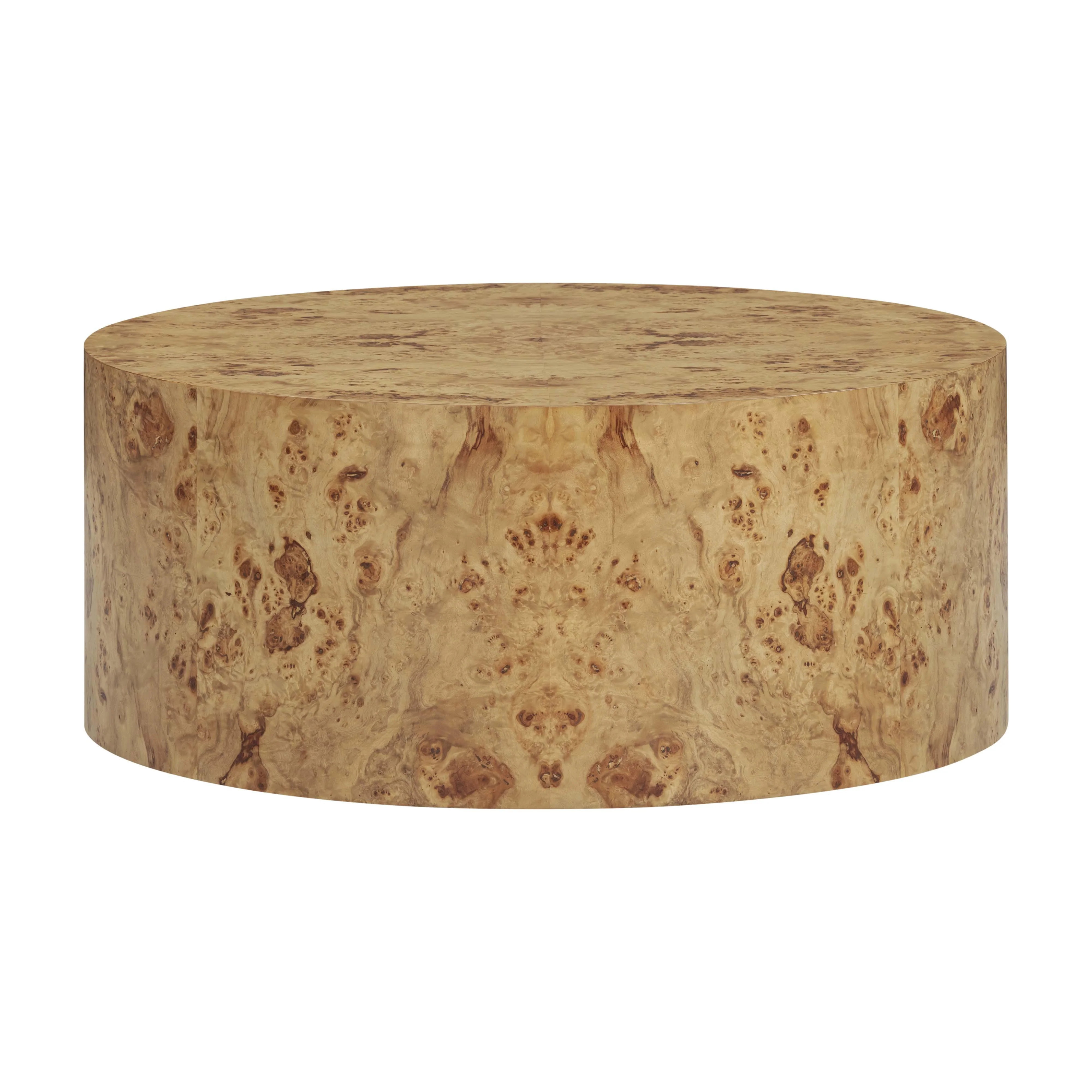 Fig 36" Natural Burl Drum Round Coffee Table | TOV Furniture