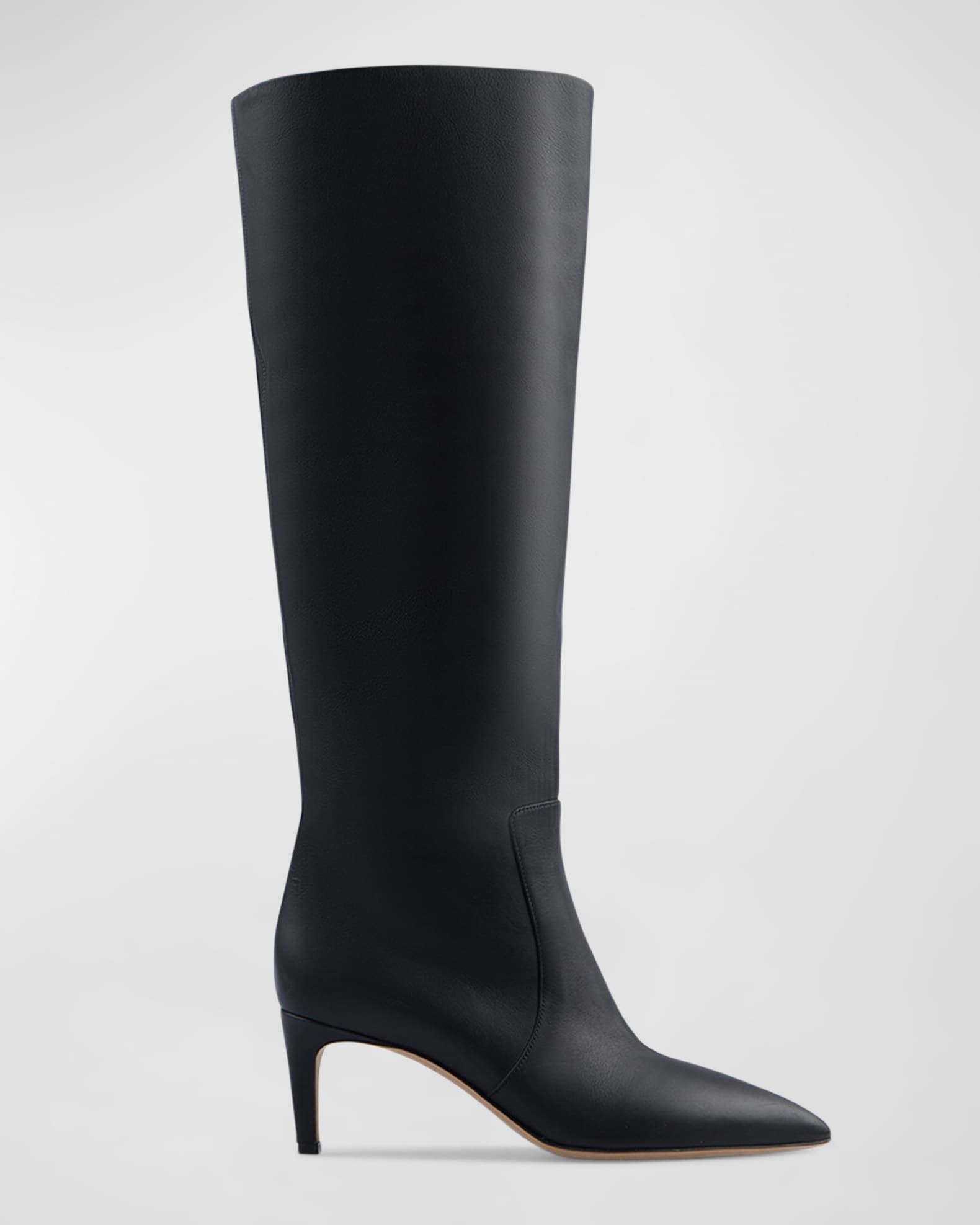 Leather 60mm Low Stiletto Knee Boots | Neiman Marcus