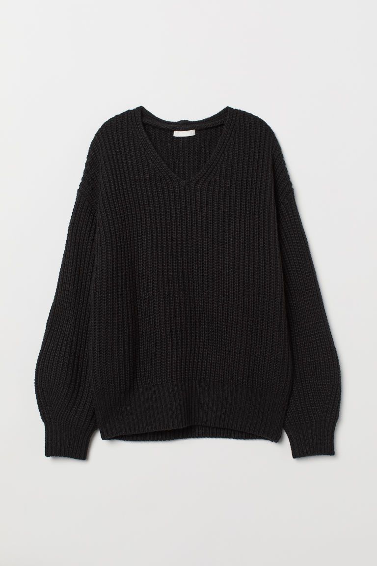 H & M - V-neck Sweater - Black | H&M (US + CA)