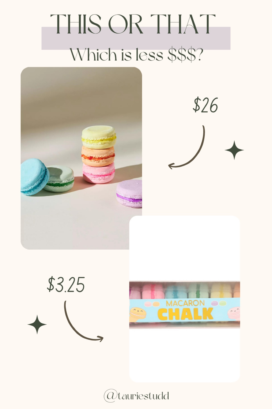 This or that // Splurge or save // can you guess the less expensive item? // novelty macaron chalk for Easter baskets!

#LTKkids #LTKfamily #LTKSeasonal