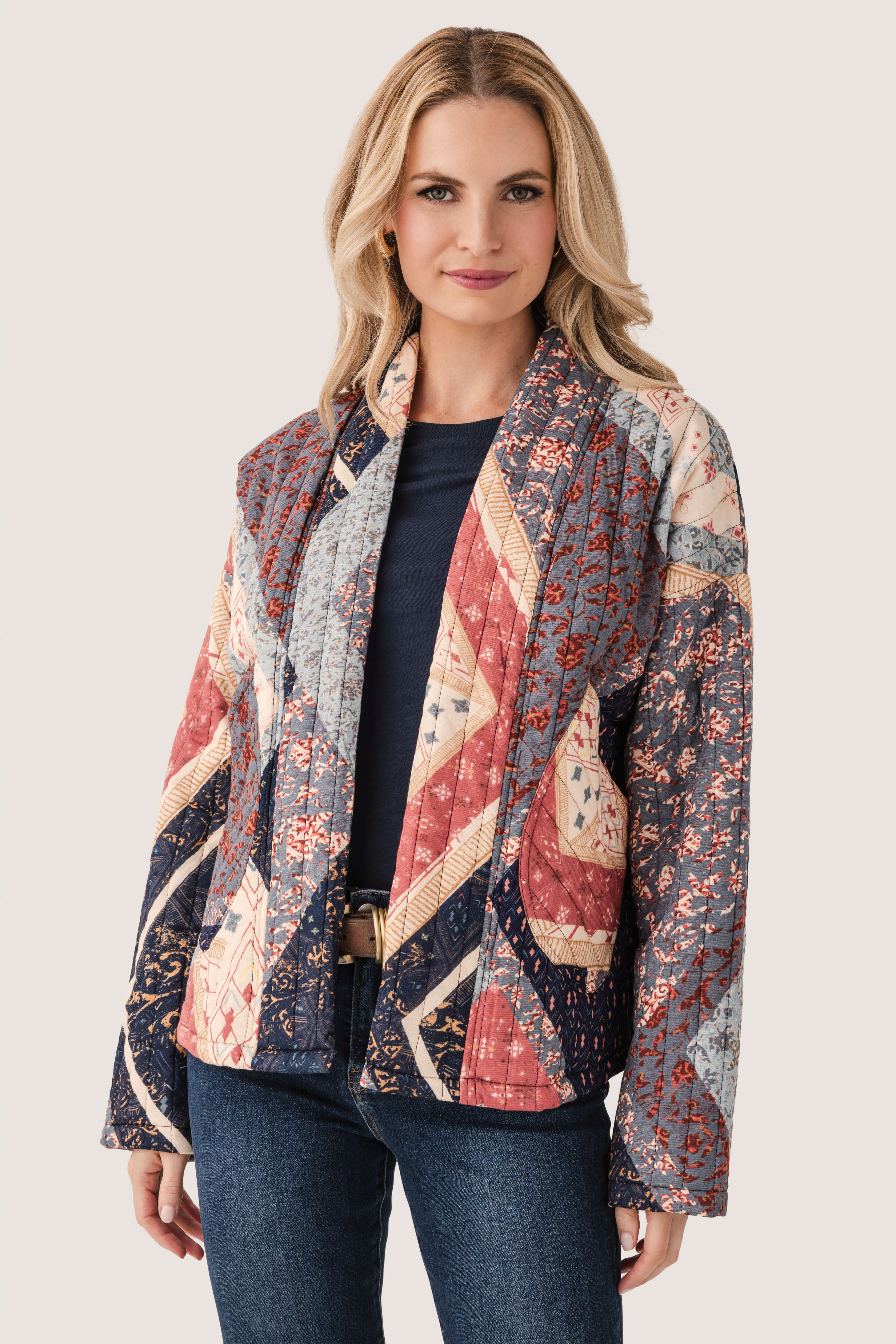En Creme Mixed Print Jacket | Social Threads